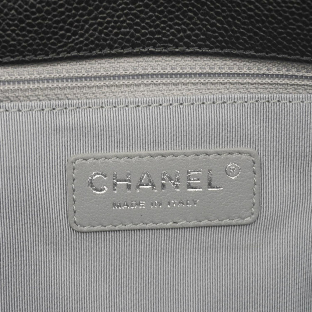 Chanel French Riviera Quilted Caviar Leather Hobo Bag Black