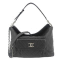 Chanel French Riviera Quilted Caviar Leather Hobo Bag Black