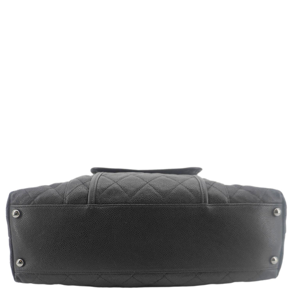 Chanel French Riviera Quilted Caviar Leather Hobo Bag Black