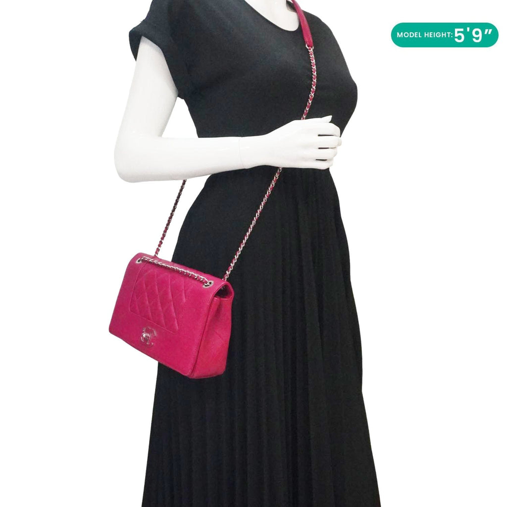 Chanel Mademoiselle  Flap Sheepskin Leather Crossbody Bag Pink