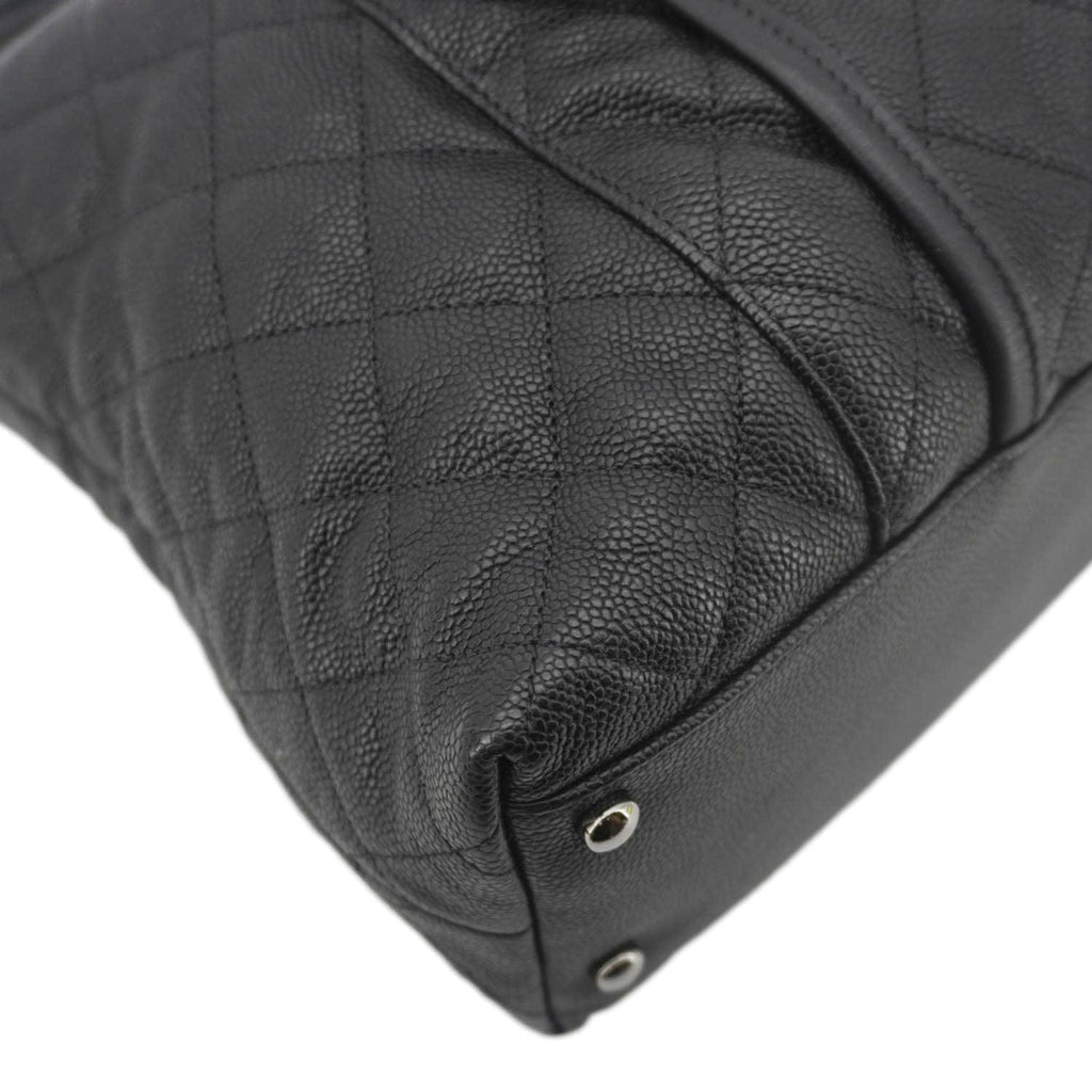 Chanel French Riviera Quilted Caviar Leather Hobo Bag Black