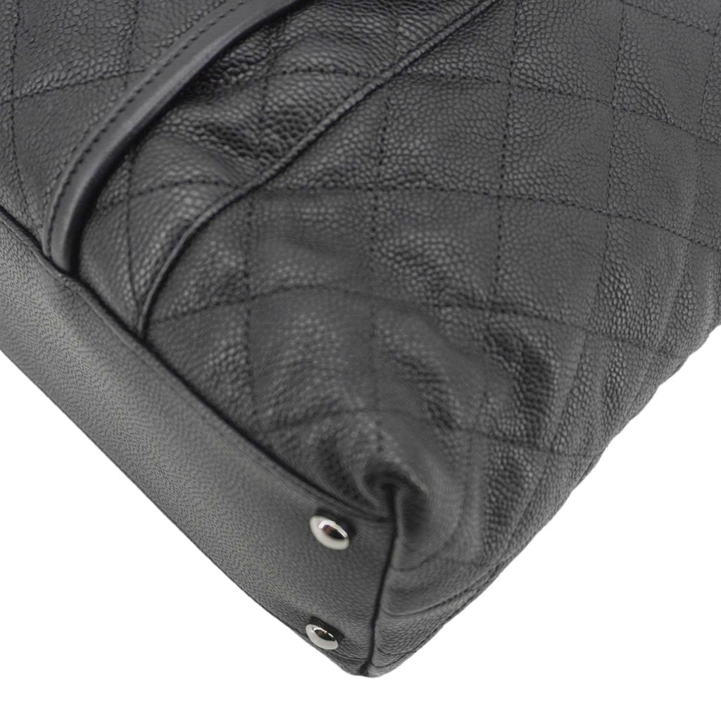 Chanel French Riviera Quilted Caviar Leather Hobo Bag Black