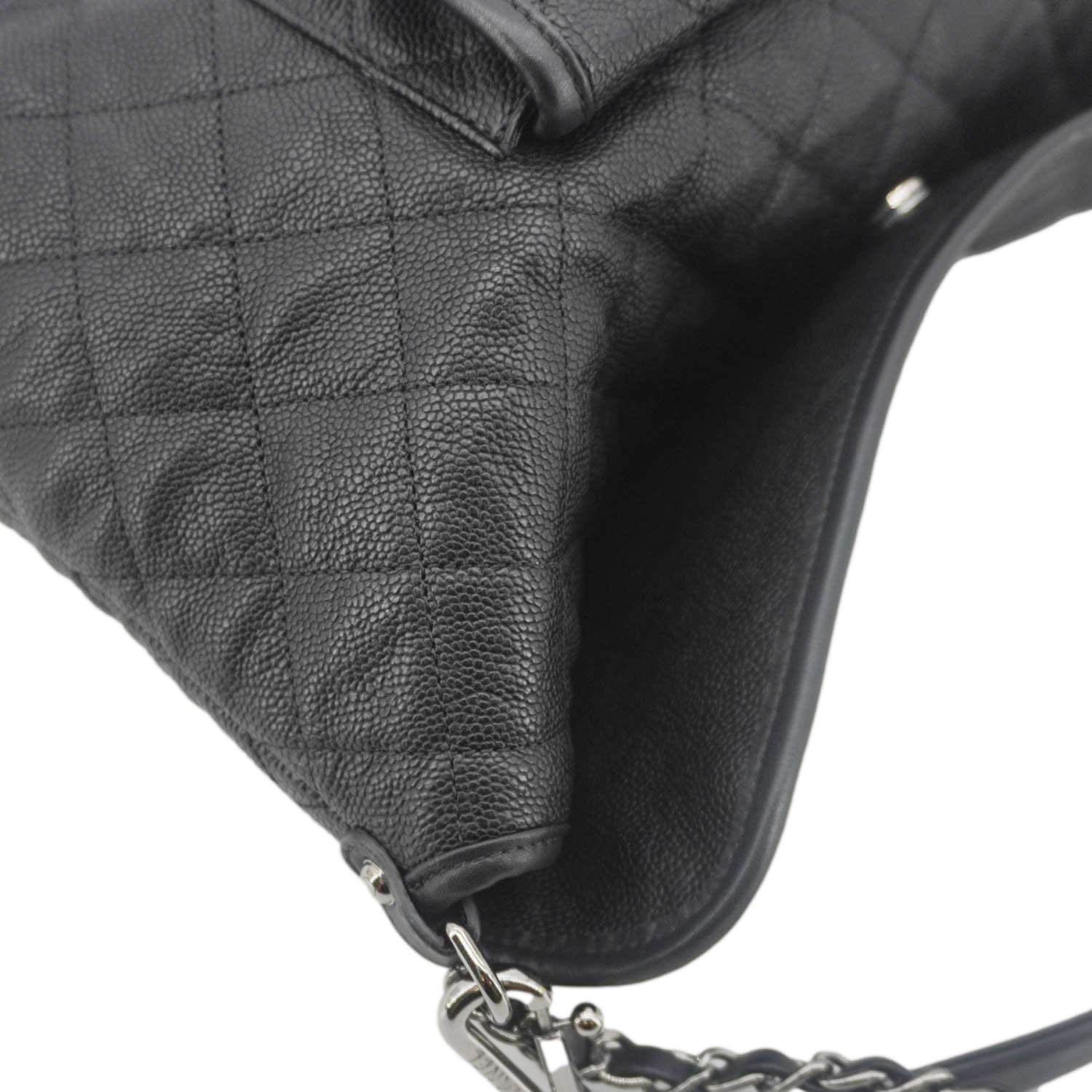 Chanel French Riviera Quilted Caviar Leather Hobo Bag Black