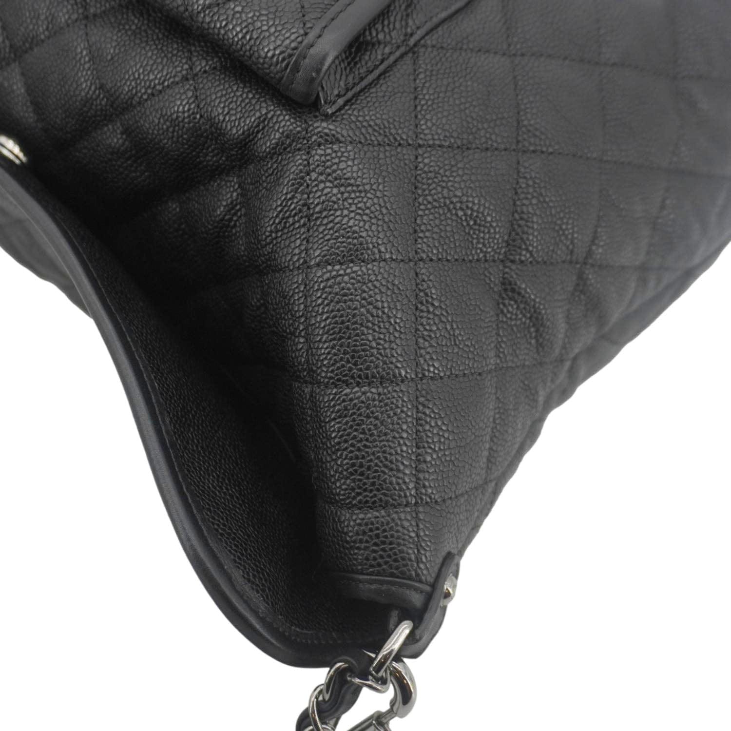 Chanel French Riviera Quilted Caviar Leather Hobo Bag Black