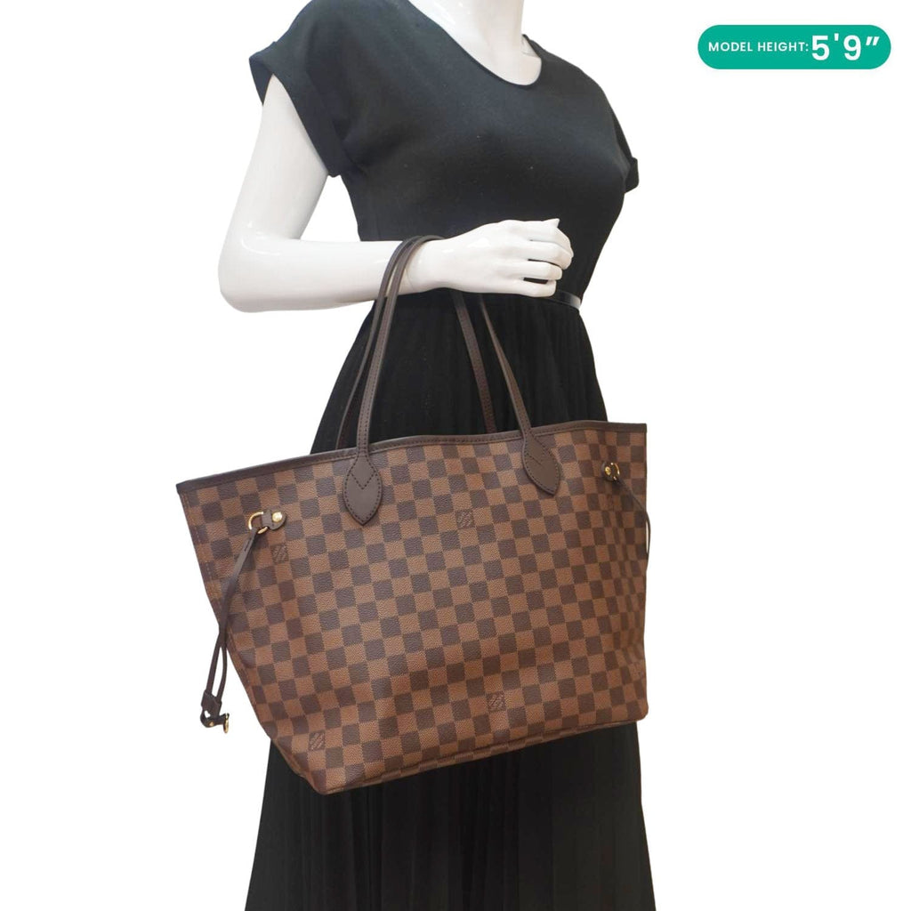 LOUIS VUITTON Neverfull MM Damier Ebene Shoulder Bag Rose Ballerine
