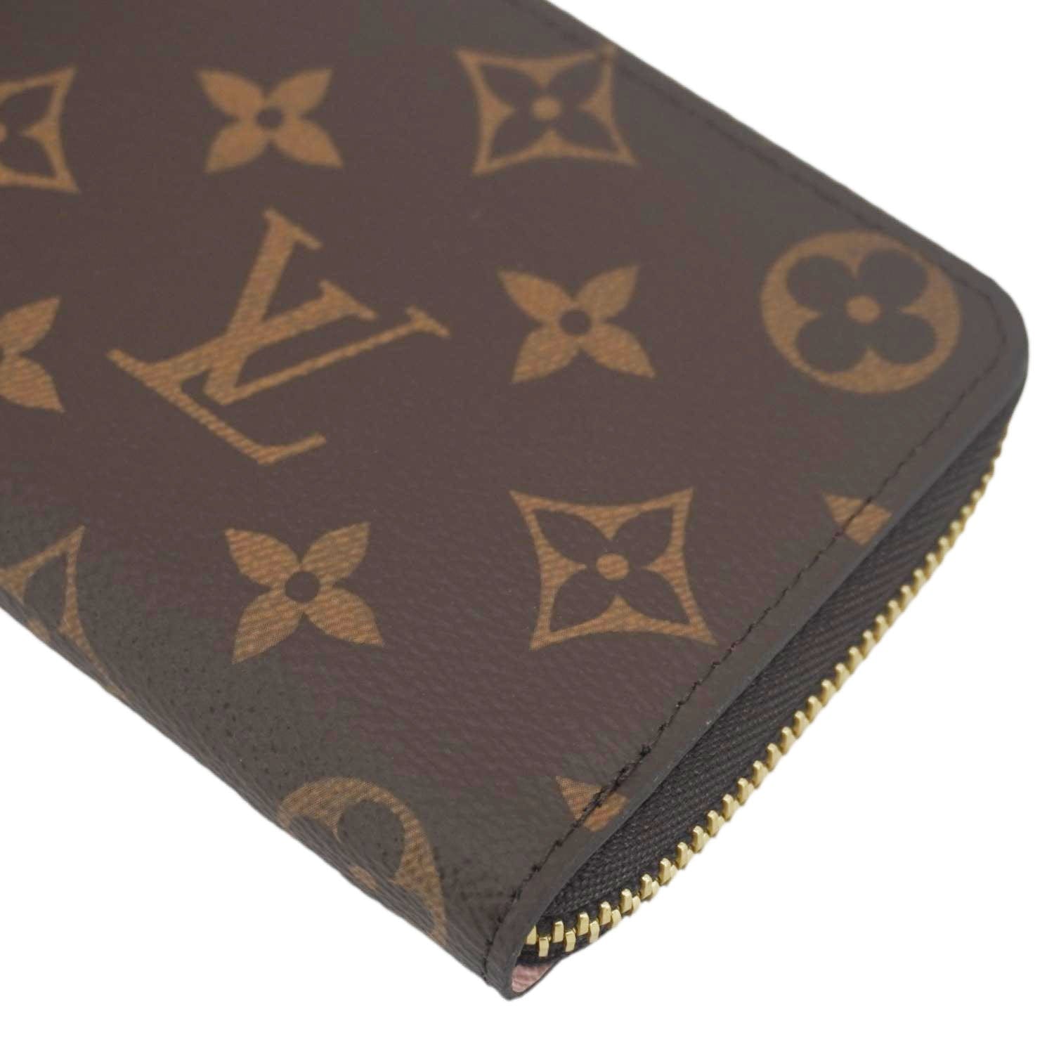 LOUIS VUITTON Clemence Monogram Canvas Zippy Wallet Rose Ballerine