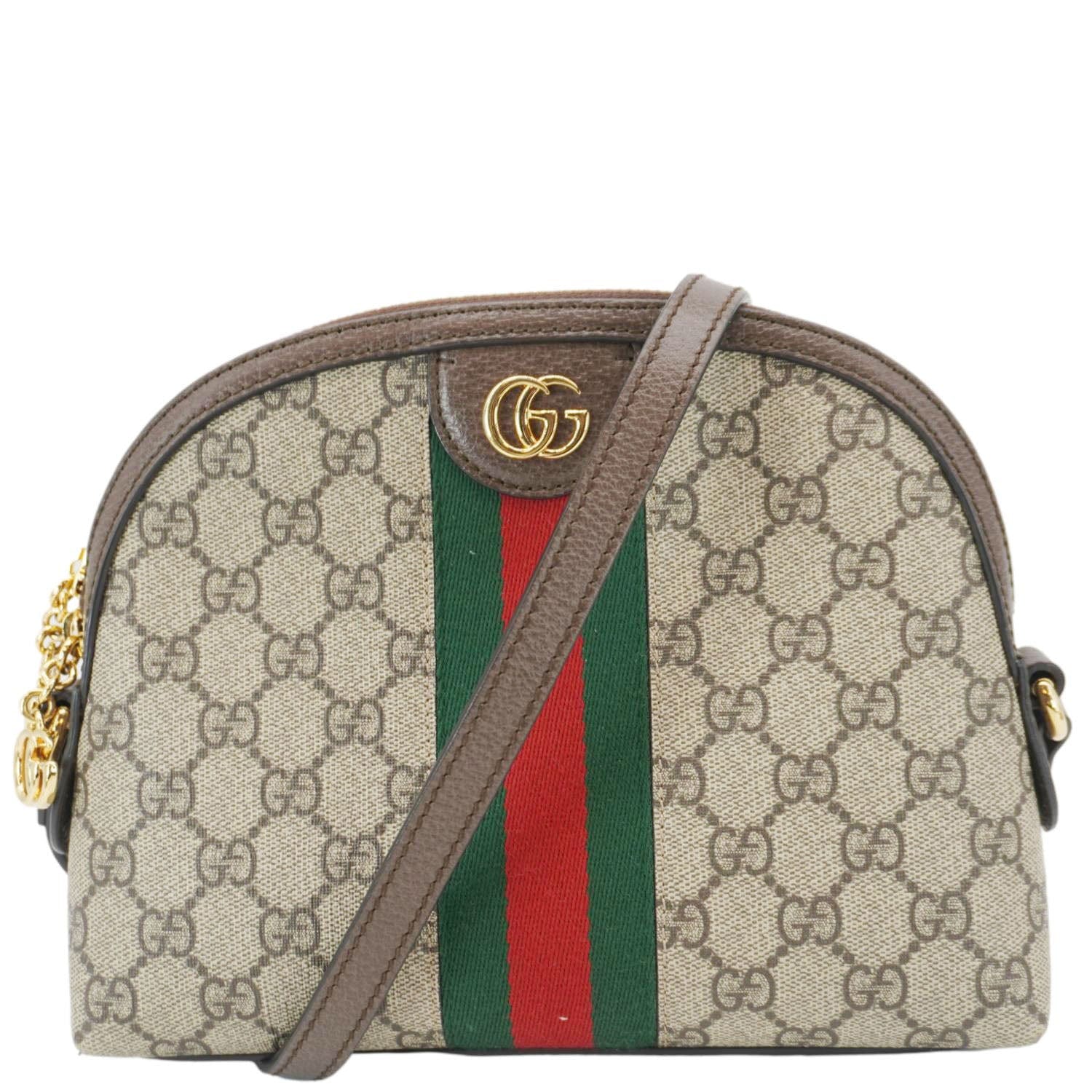 GUCCI Ophidia Small Rounded Top Gucci Supreme Canvas Shoulder Bag Beige 499621