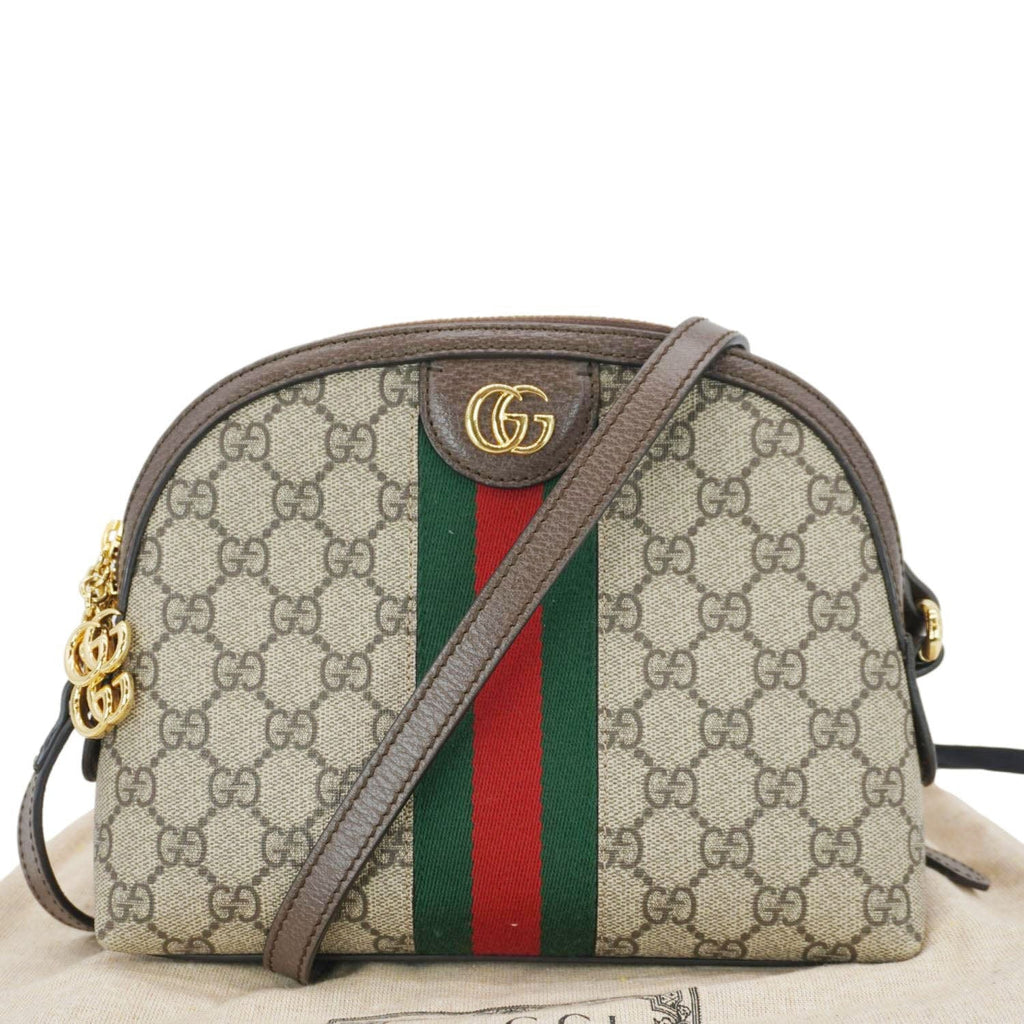 GUCCI Ophidia Small Rounded Top Gucci Supreme Canvas Shoulder Bag Beige 499621