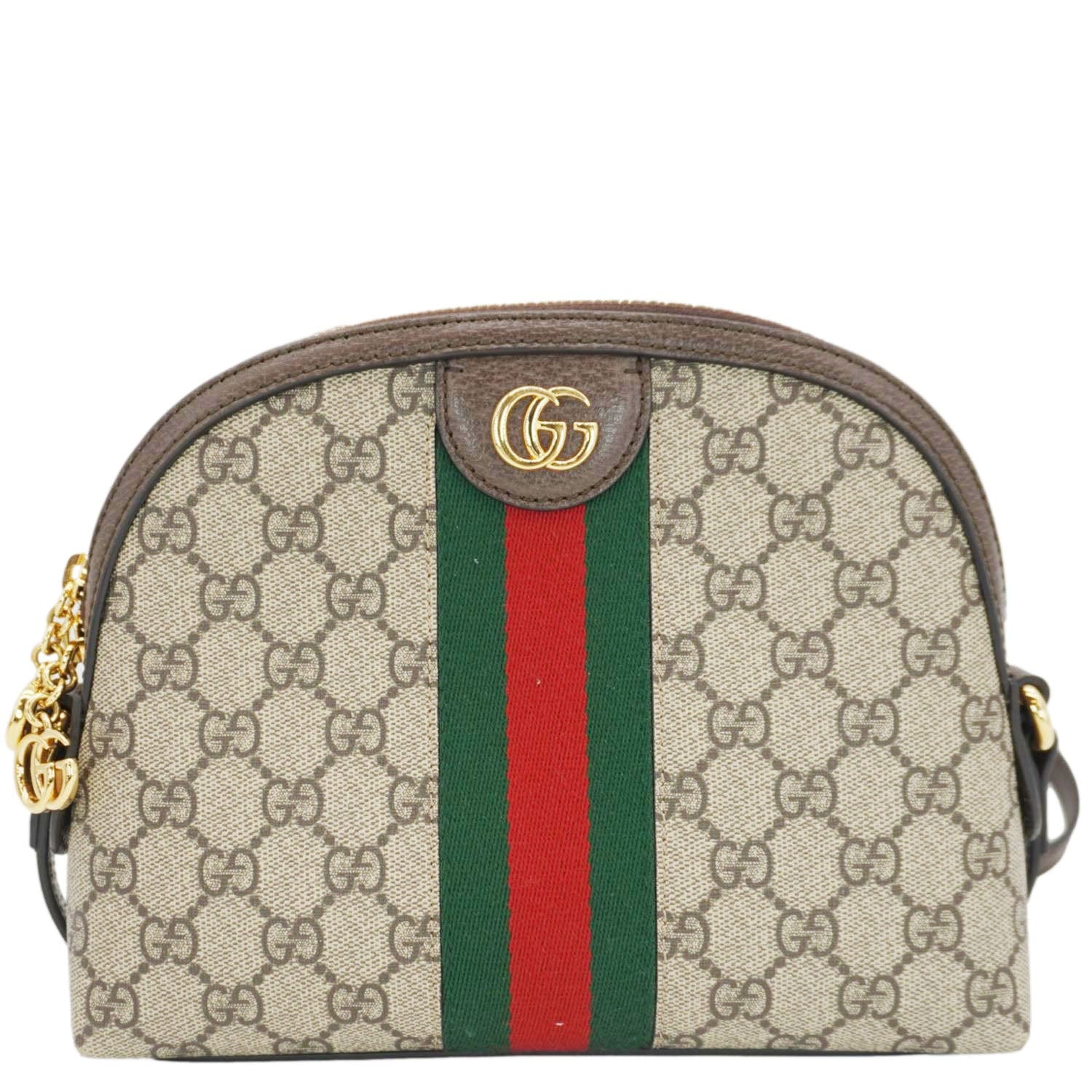 GUCCI Ophidia Small Rounded Top Gucci Supreme Canvas Shoulder Bag Beige 499621