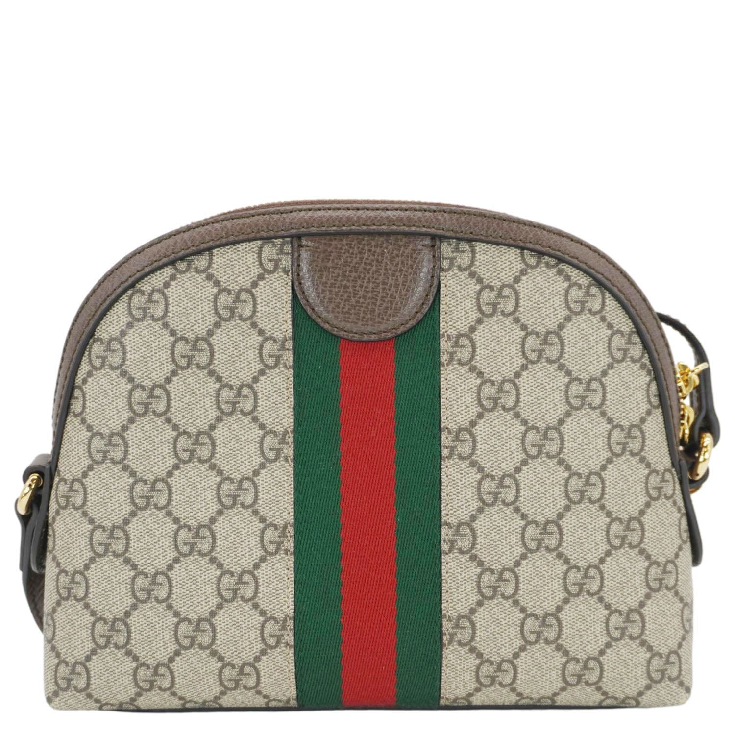 GUCCI Ophidia Small Rounded Top Gucci Supreme Canvas Shoulder Bag Beige 499621