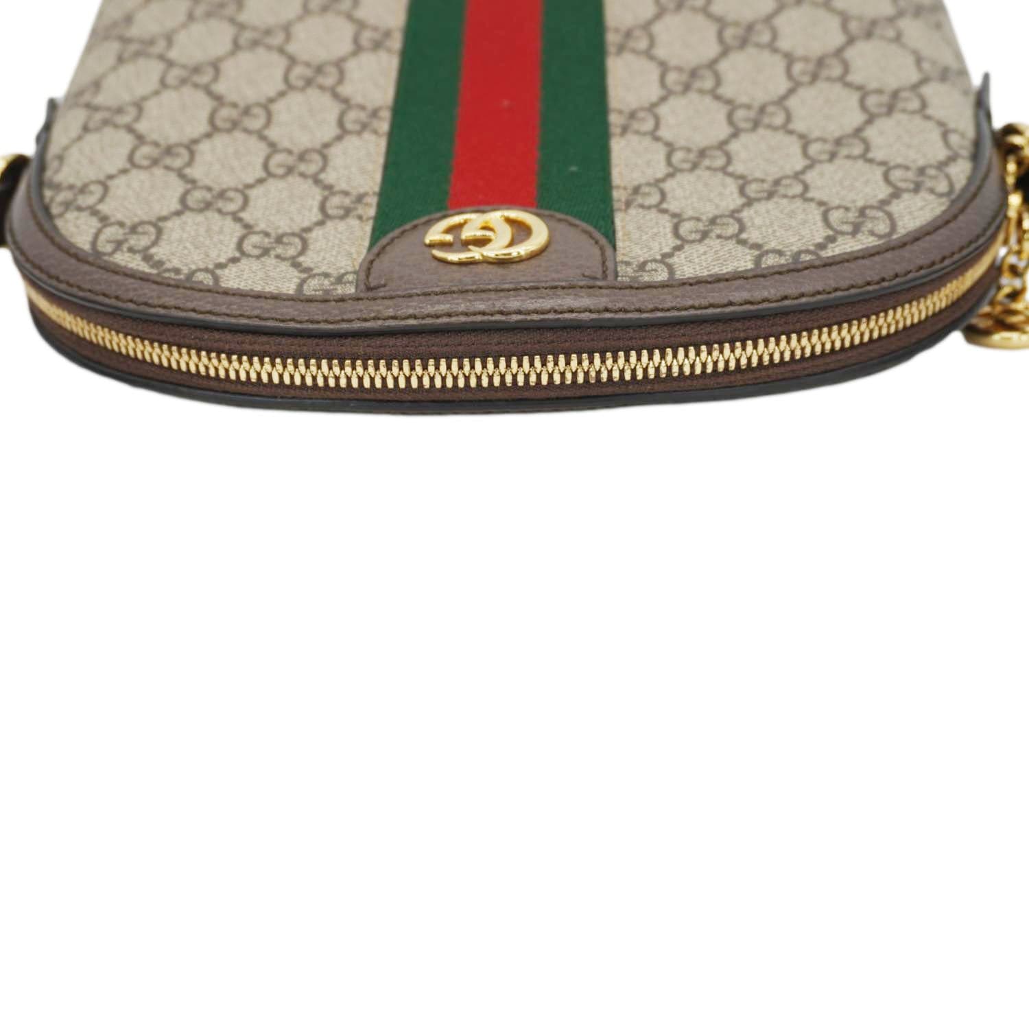 GUCCI Ophidia Small Rounded Top Gucci Supreme Canvas Shoulder Bag Beige 499621