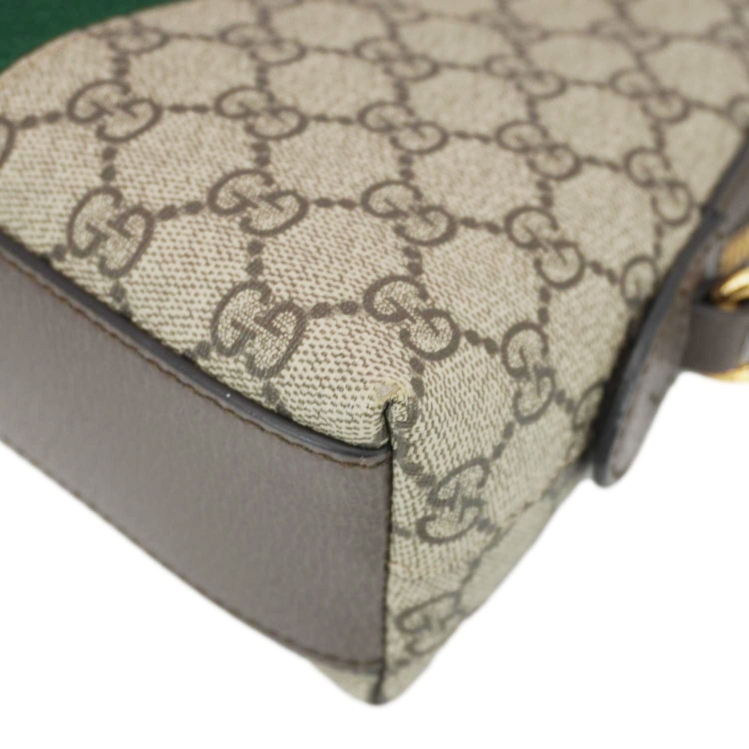 GUCCI Ophidia Small Rounded Top Gucci Supreme Canvas Shoulder Bag Beige 499621