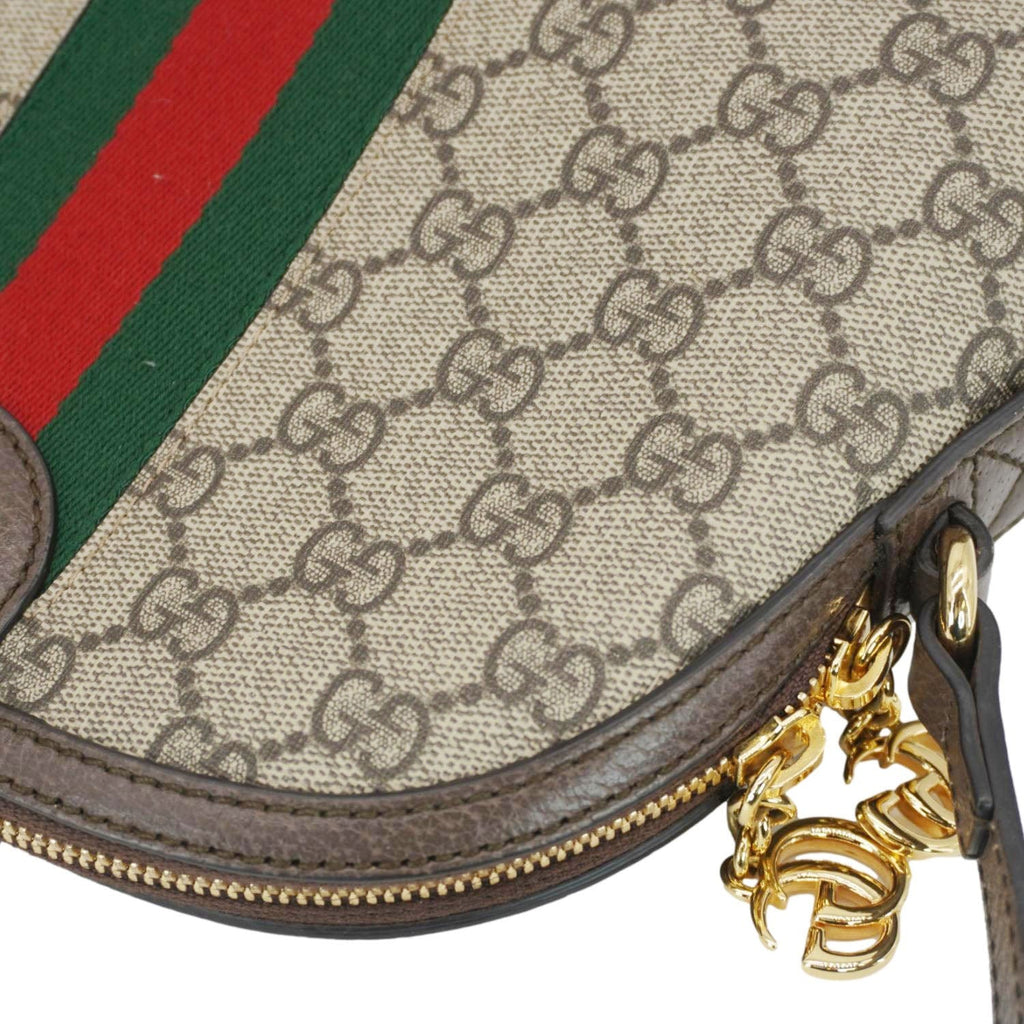 GUCCI Ophidia Small Rounded Top Gucci Supreme Canvas Shoulder Bag Beige 499621