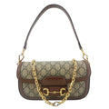 GUCCI Horsebit 1955 Small Gucci Supreme Canvas Shoulder Bag Beige 735178
