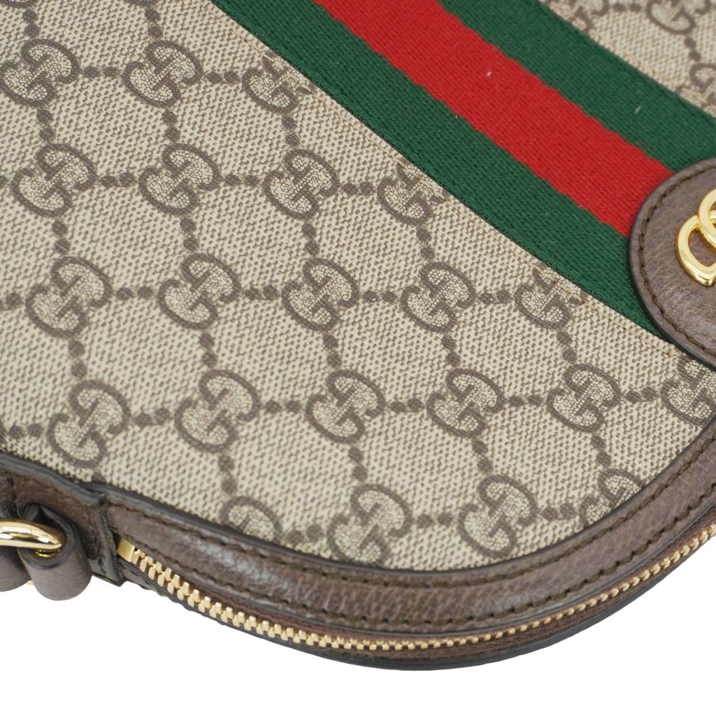 GUCCI Ophidia Small Rounded Top Gucci Supreme Canvas Shoulder Bag Beige 499621