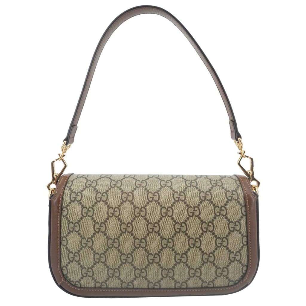 GUCCI Horsebit 1955 Small Gucci Supreme Canvas Shoulder Bag Beige 735178