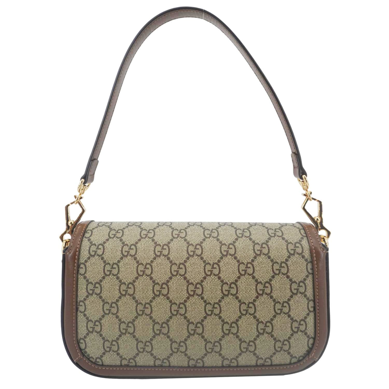 GUCCI Horsebit 1955 Small Gucci Supreme Canvas Shoulder Bag Beige 735178