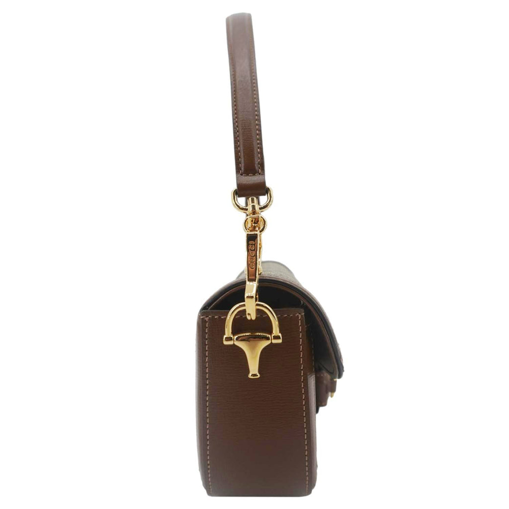 GUCCI Horsebit 1955 Small Gucci Supreme Canvas Shoulder Bag Beige 735178