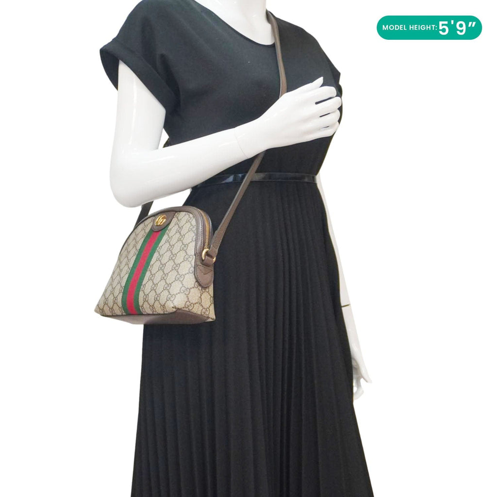 GUCCI Ophidia Small Rounded Top Gucci Supreme Canvas Shoulder Bag Beige 499621