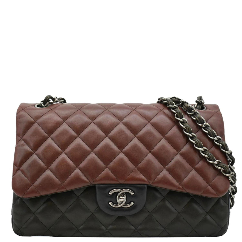 Chanel Classic Double Flap Medium Quilted Leather Crossbody Tricolor