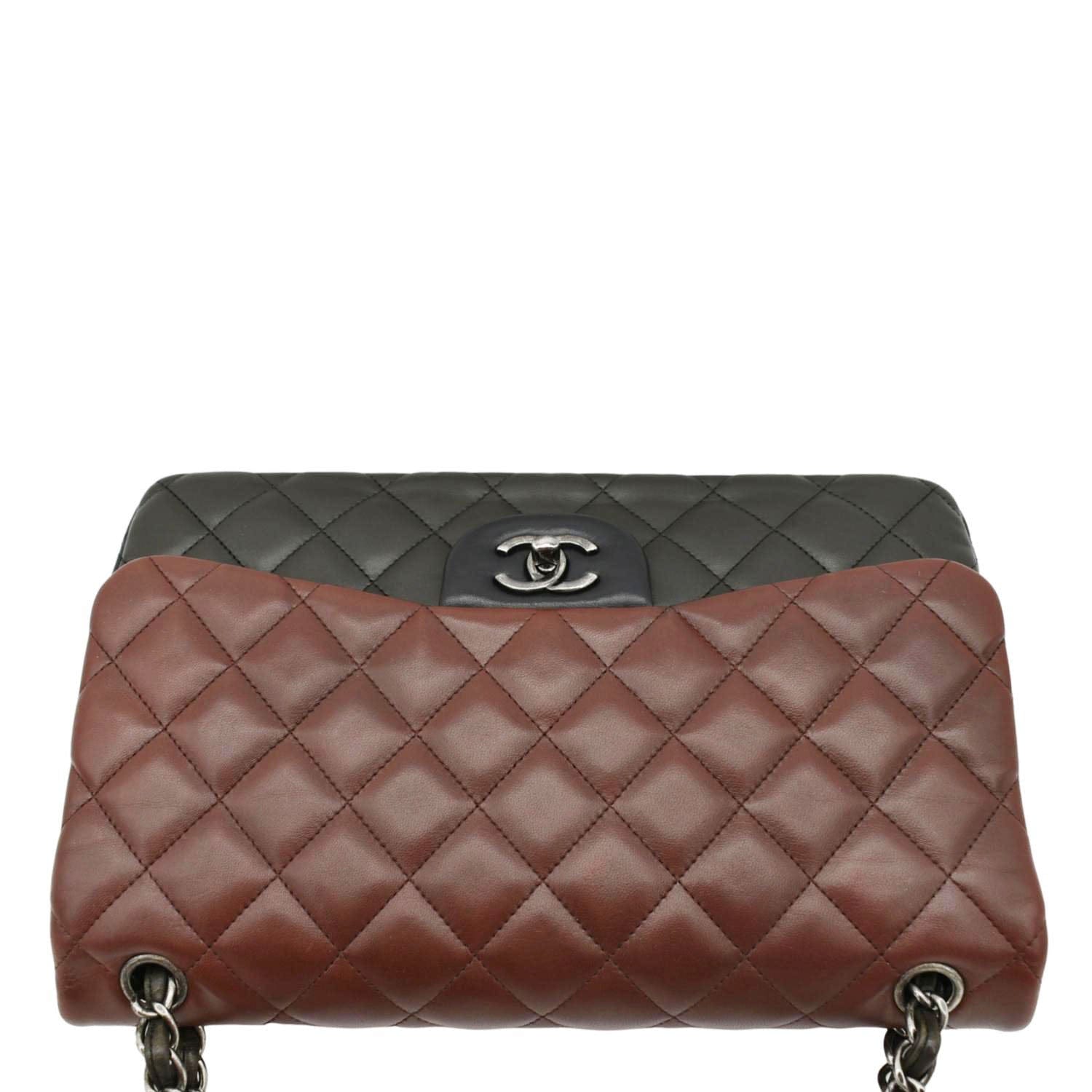 Chanel Classic Double Flap Medium Quilted Leather Crossbody Tricolor