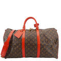LOUIS VUITTON Keepall Bandoulière 50 Monogram Canvas Travel Bag Coquelicot