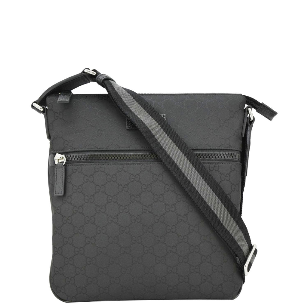 GUCCI Gucci Monogram Nylon Messenger Bag Black 449184