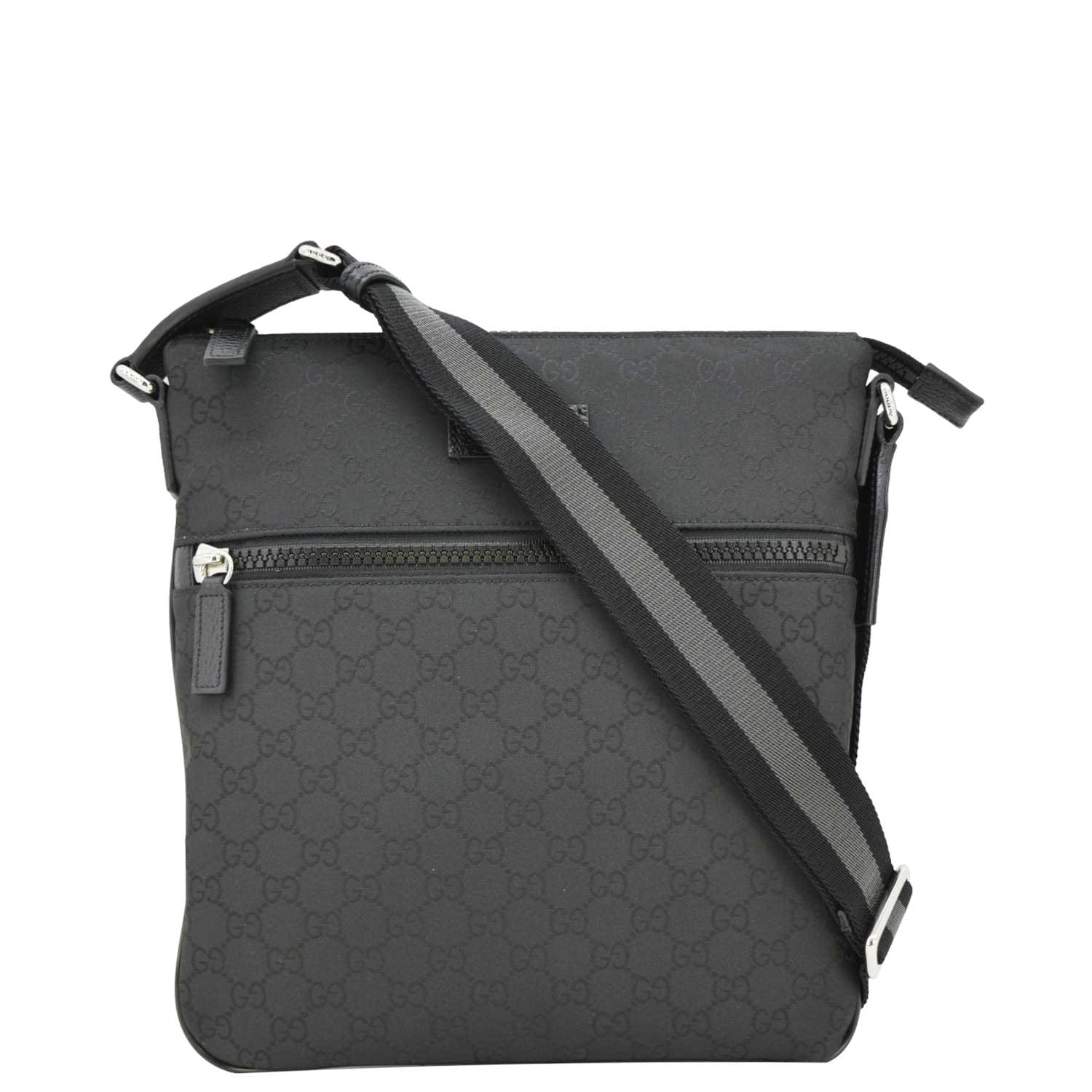 GUCCI Gucci Monogram Nylon Messenger Bag Black 449184