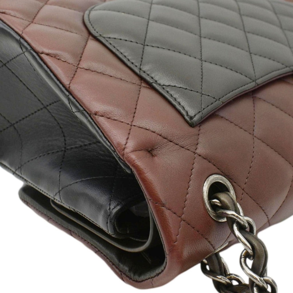 Chanel Classic Double Flap Medium Quilted Leather Crossbody Tricolor