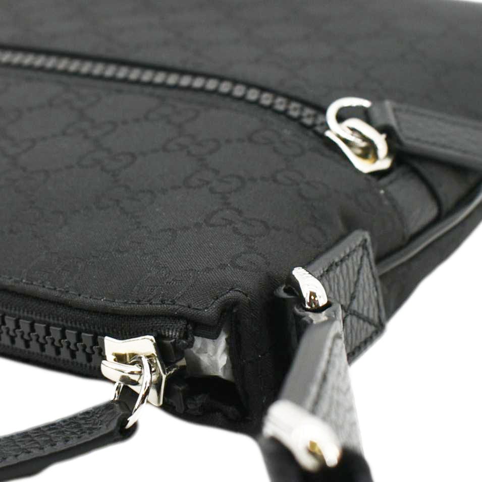 GUCCI Gucci Monogram Nylon Messenger Bag Black 449184