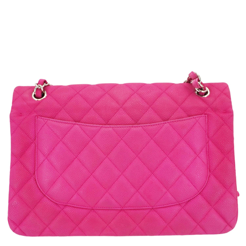 Chanel Jumbo Classic Double Flap Quilted Caviar Leather Shoulder Bag Pink