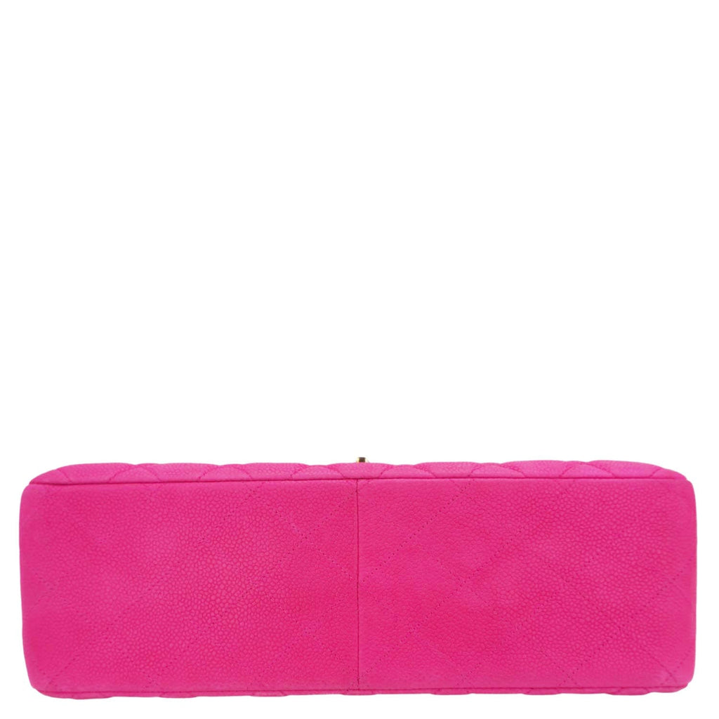 Chanel Jumbo Classic Double Flap Quilted Caviar Leather Shoulder Bag Pink
