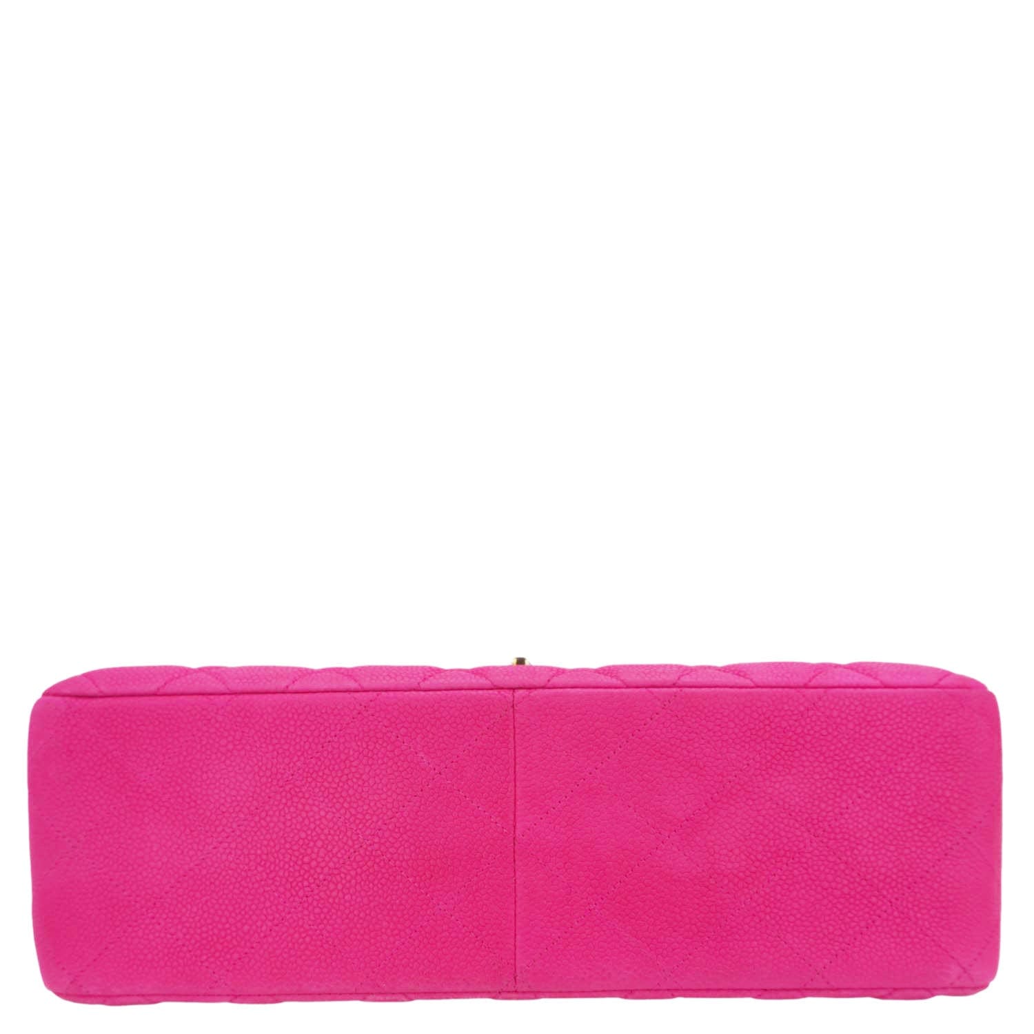 Chanel Jumbo Classic Double Flap Quilted Caviar Leather Shoulder Bag Pink