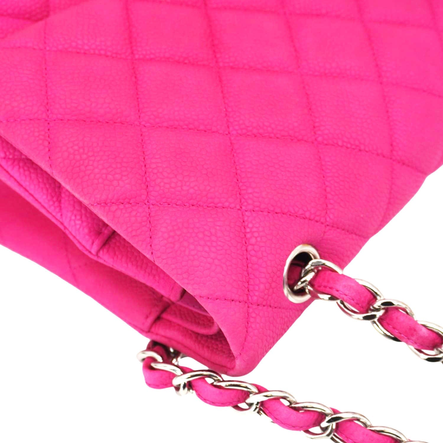 Chanel Jumbo Classic Double Flap Quilted Caviar Leather Shoulder Bag Pink