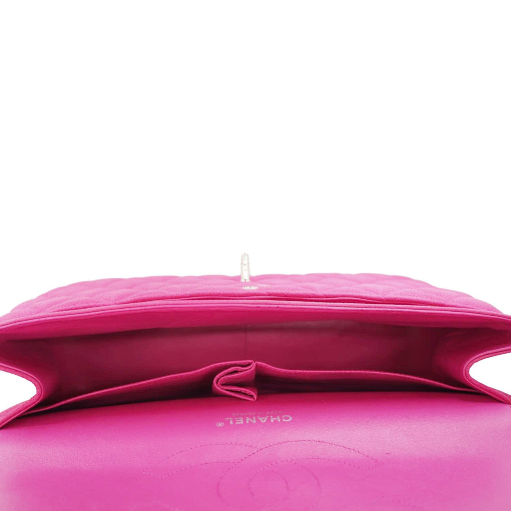 Chanel Jumbo Classic Double Flap Quilted Caviar Leather Shoulder Bag Pink