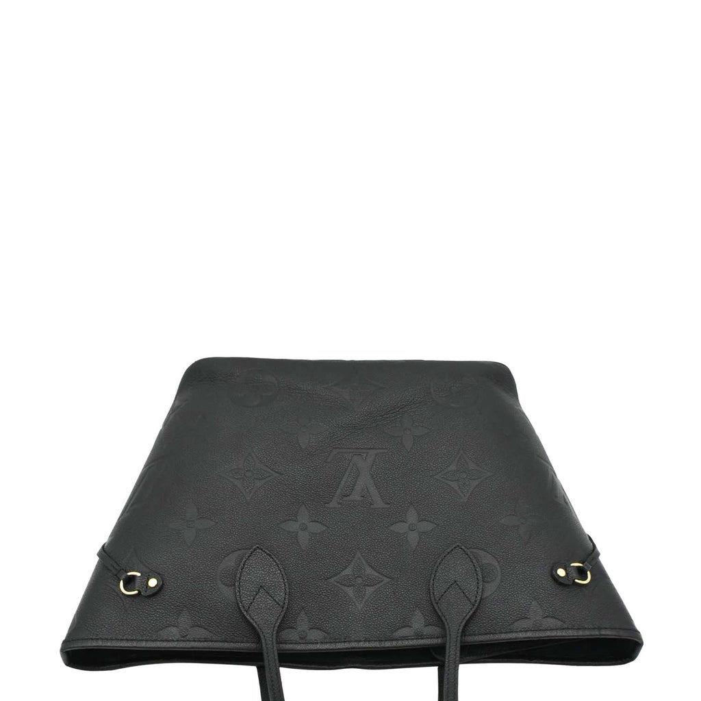 LOUIS VUITTON Neverfull MM Empreinte Leather Tote Shoulder Bag Black