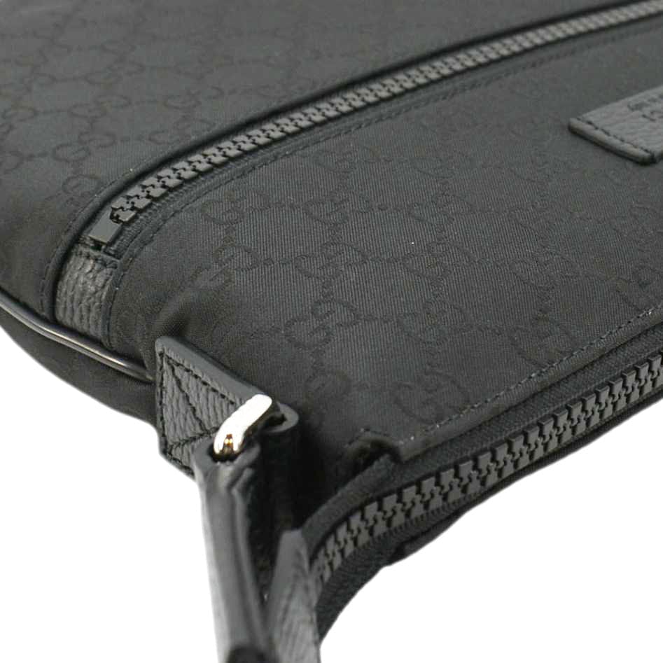 GUCCI Gucci Monogram Nylon Messenger Bag Black 449184