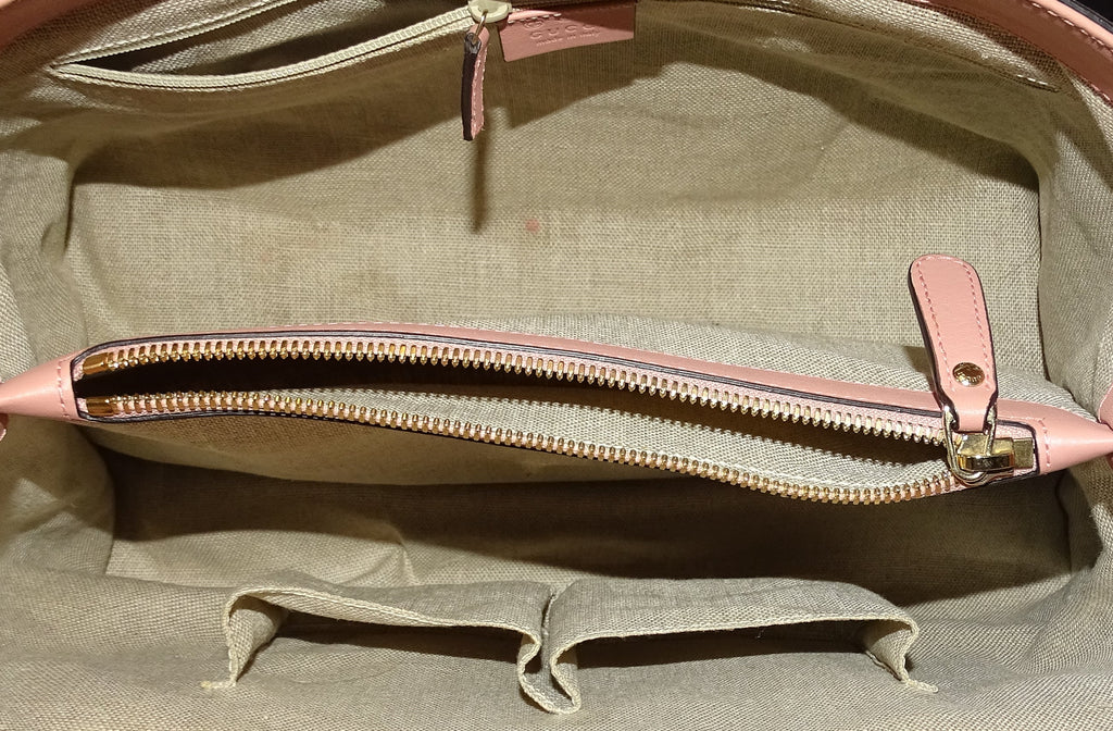 Gucci Pink Microguccissima Leather MeDiorum Crossbody Tote Gucci Logo