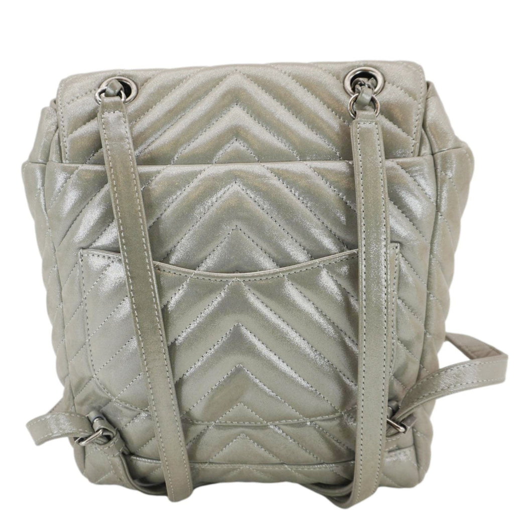 Chanel Urban Spirit Small Chevron Calfskin Leather Backpack Silver