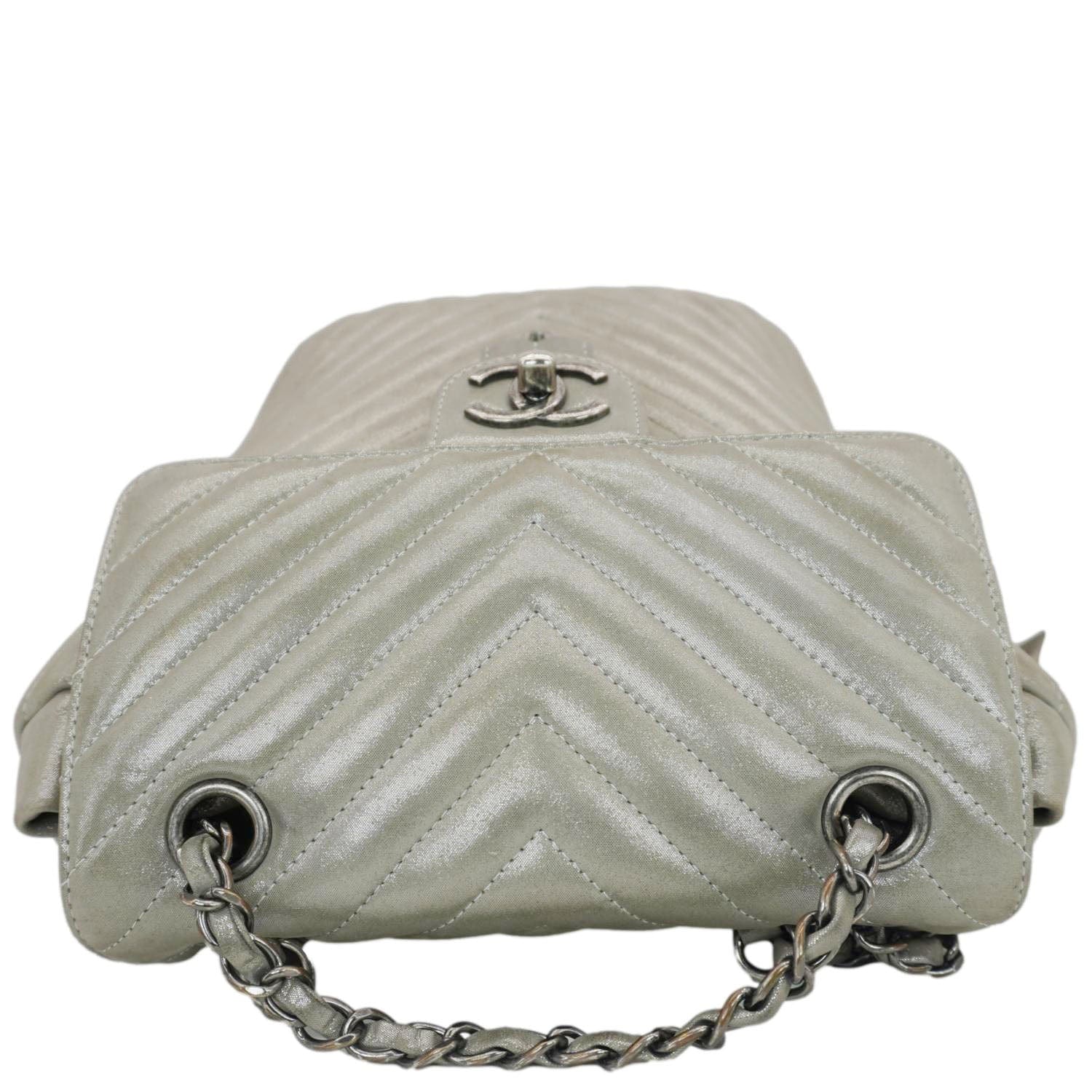 Chanel Urban Spirit Small Chevron Calfskin Leather Backpack Silver