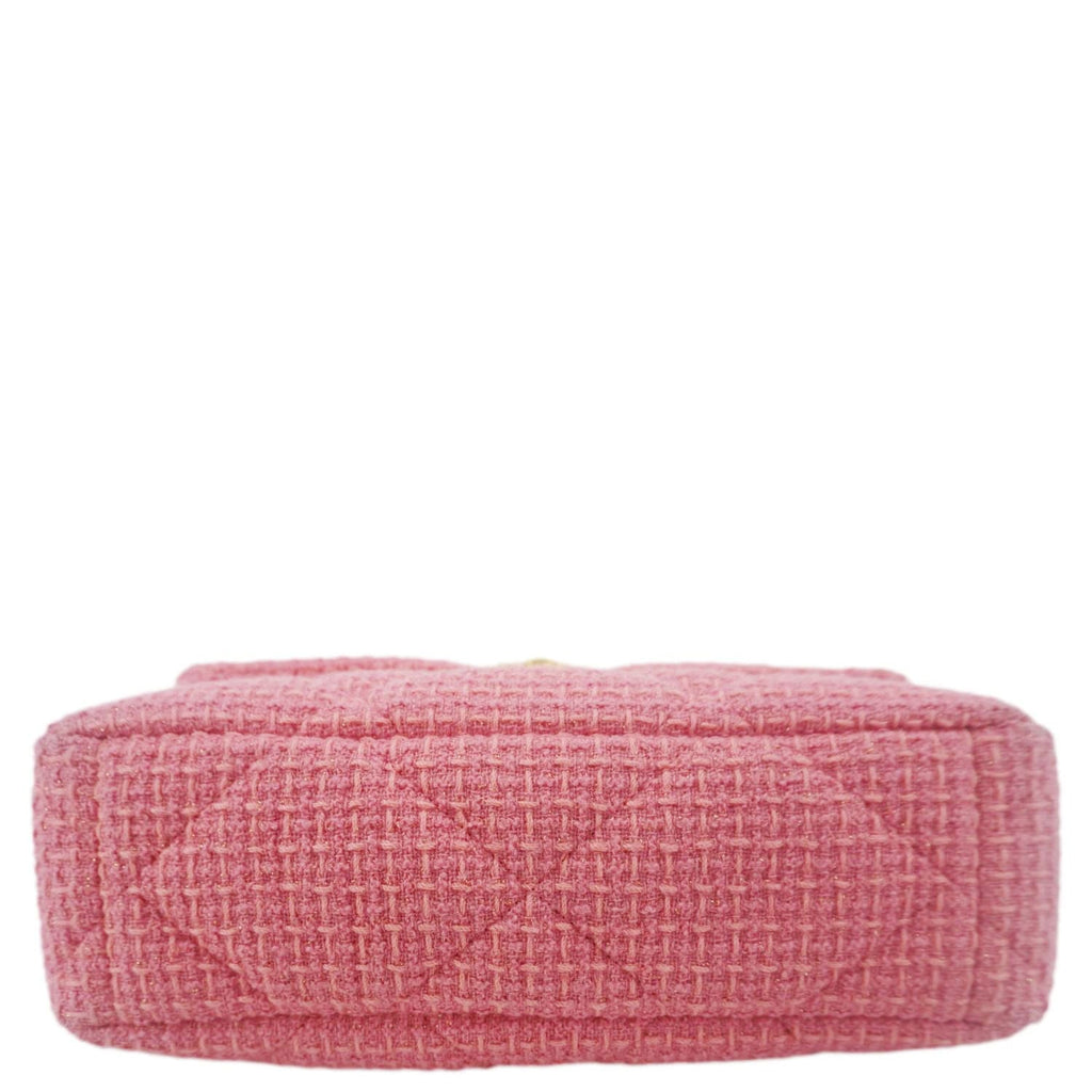 Chanel 19 Flap Medium Quilted Tweed Shoulder Bag Rose Pink