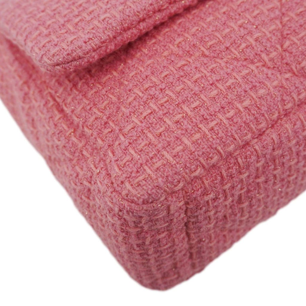 Chanel 19 Flap Medium Quilted Tweed Shoulder Bag Rose Pink
