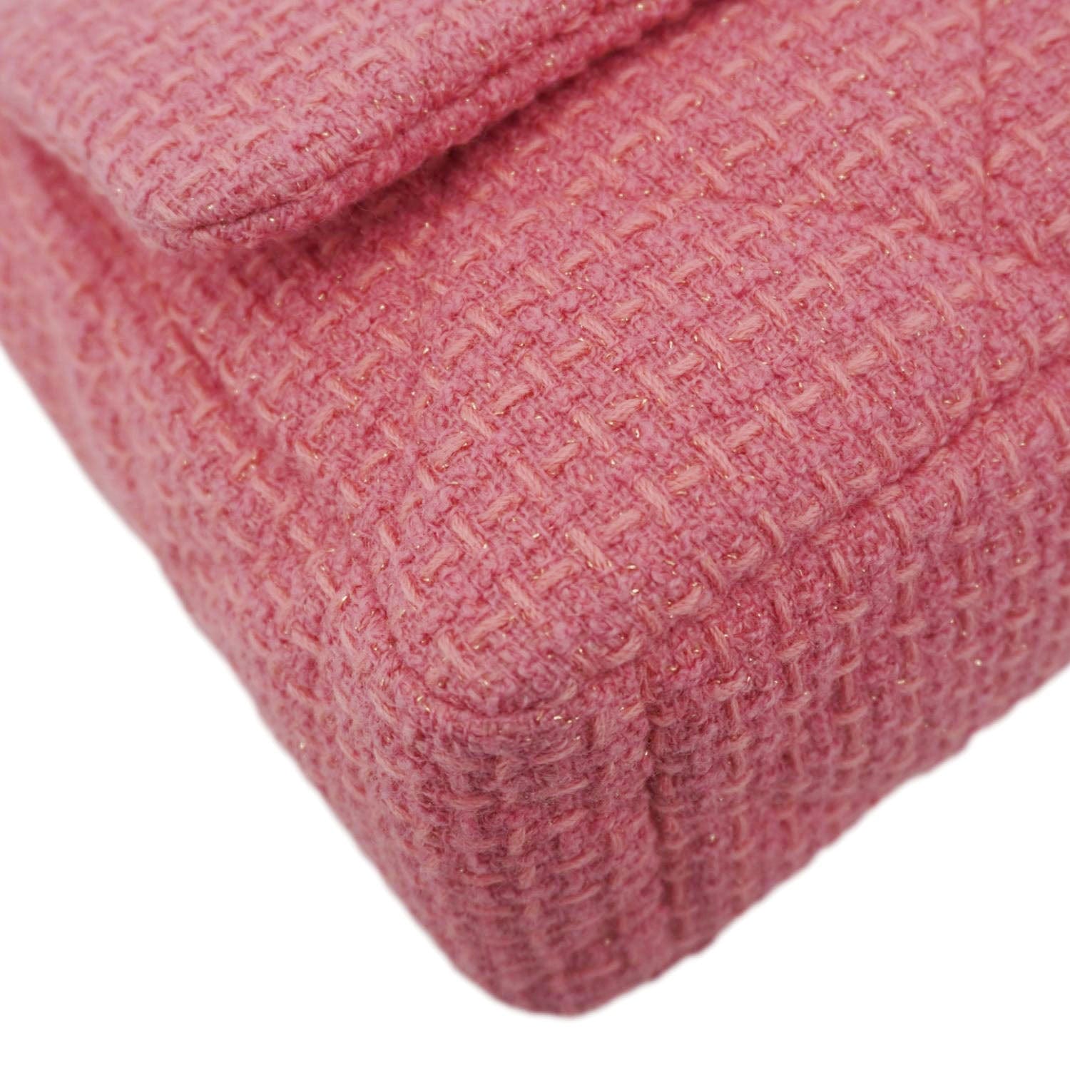 Chanel 19 Flap Medium Quilted Tweed Shoulder Bag Rose Pink