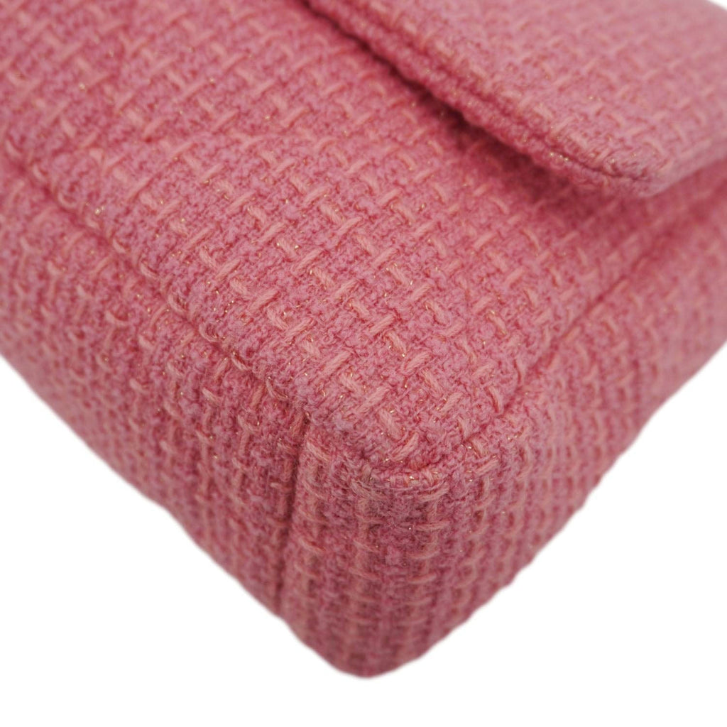 Chanel 19 Flap Medium Quilted Tweed Shoulder Bag Rose Pink