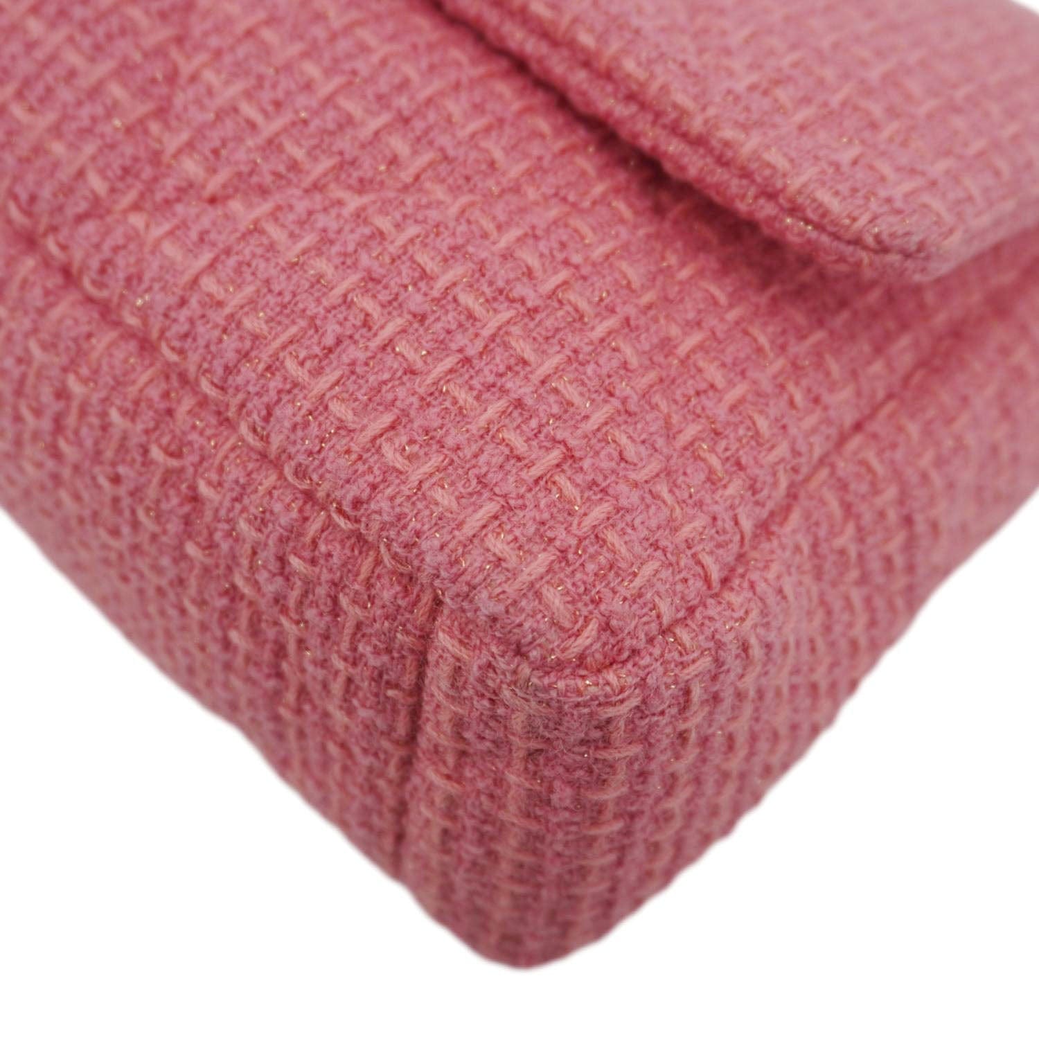 Chanel 19 Flap Medium Quilted Tweed Shoulder Bag Rose Pink