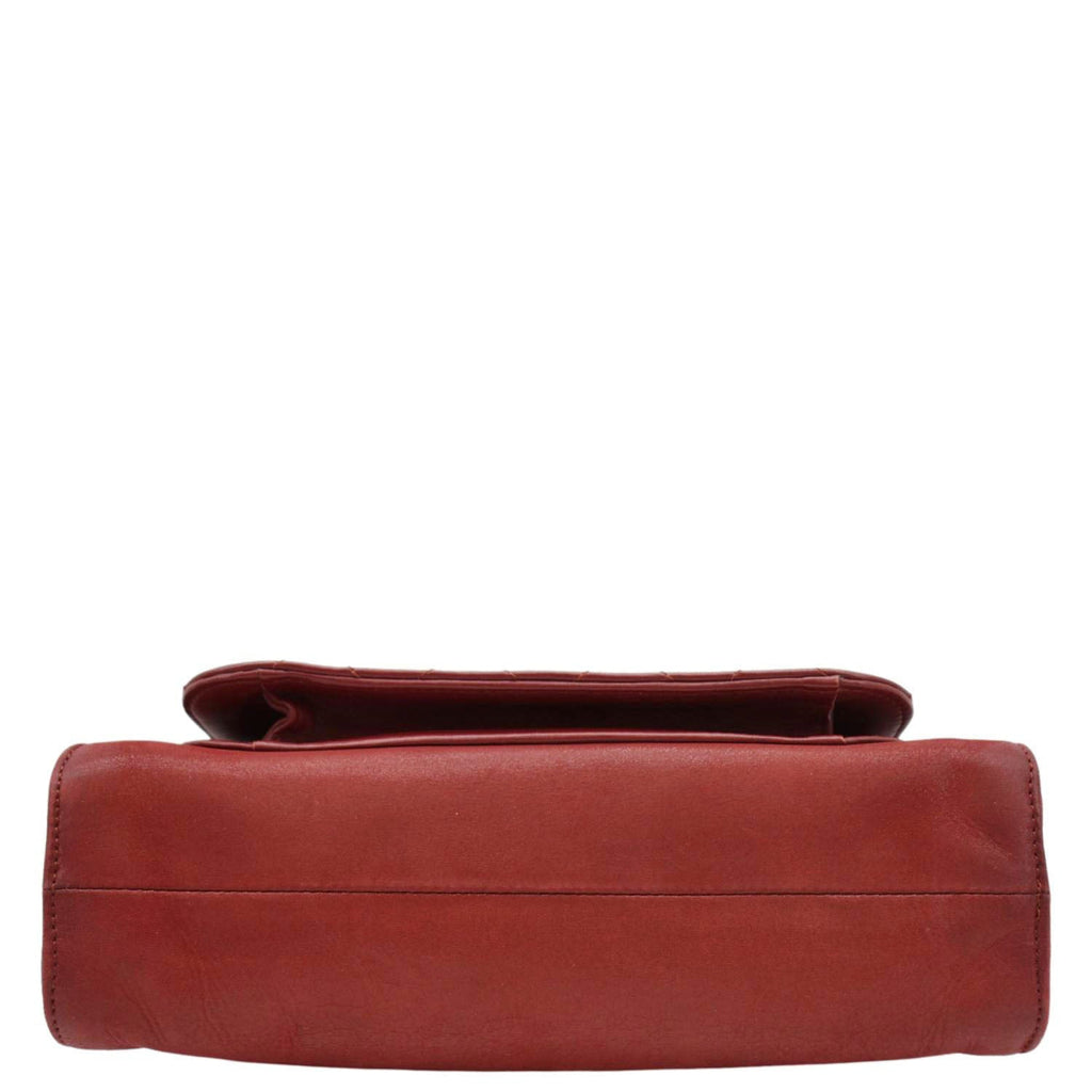 Chanel Square Front Pocket Quilted Leather Chain Crossbody Bag Red