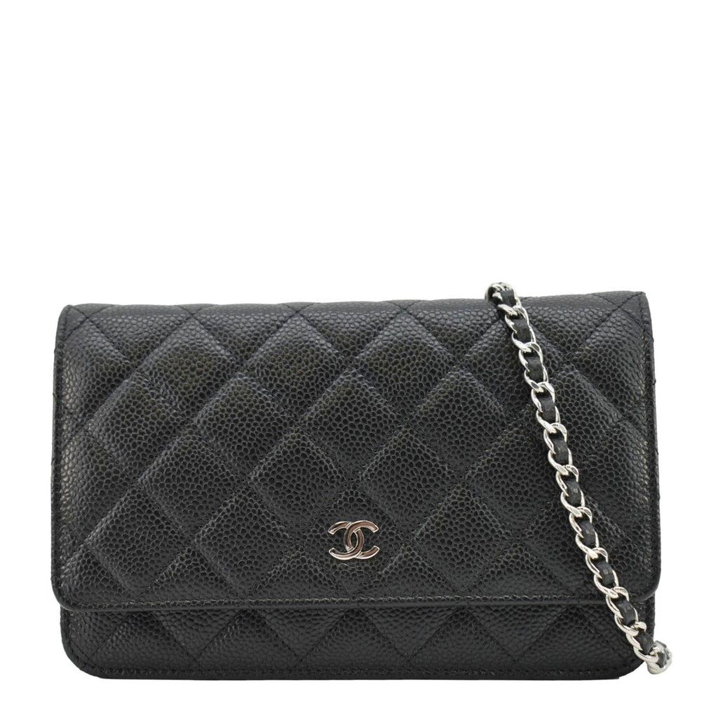 Chanel Wallet On Chain Quilted Caviar Leather Crossbody Bag Black
