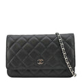 Chanel Wallet On Chain Quilted Caviar Leather Crossbody Bag Black