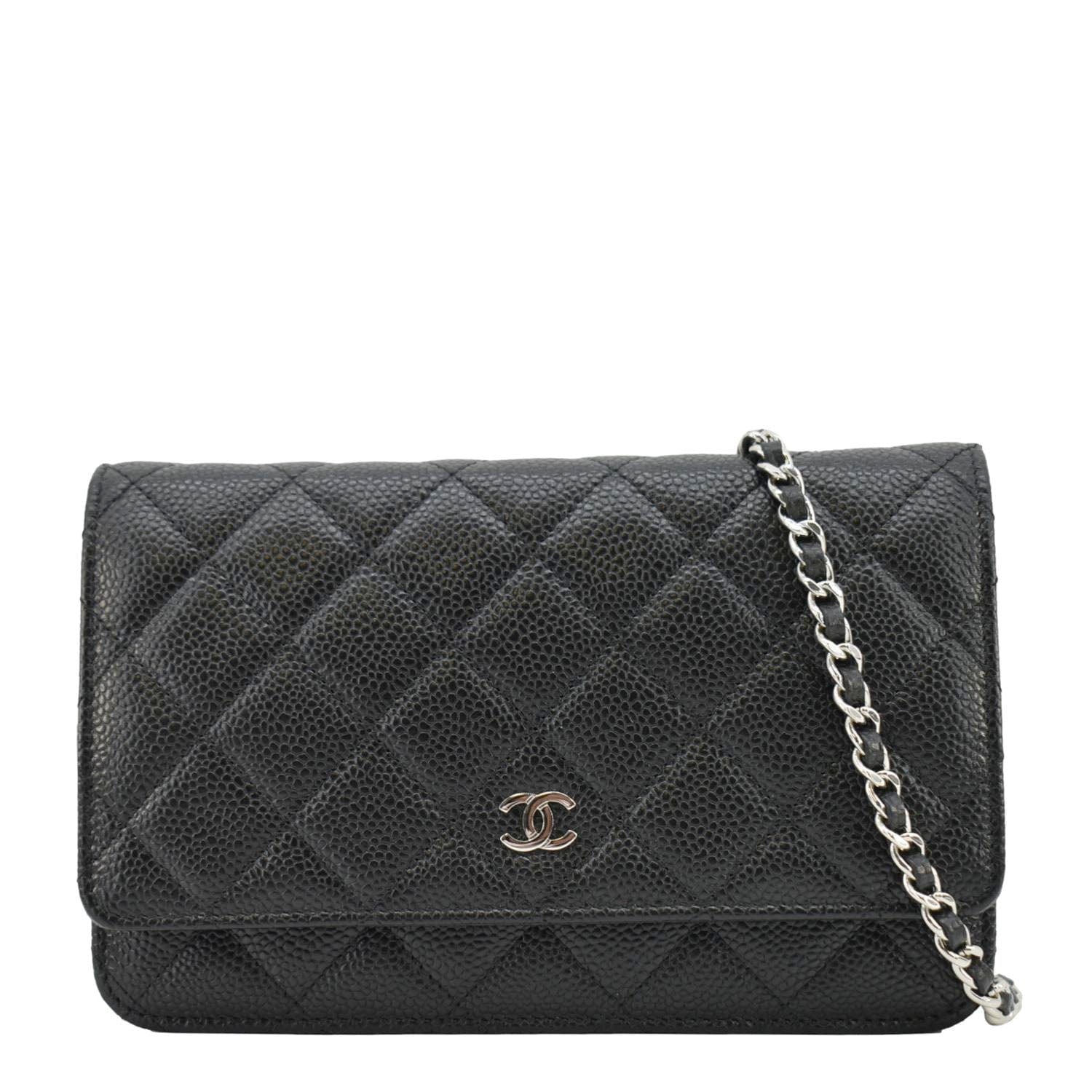 Chanel Wallet On Chain Quilted Caviar Leather Crossbody Bag Black