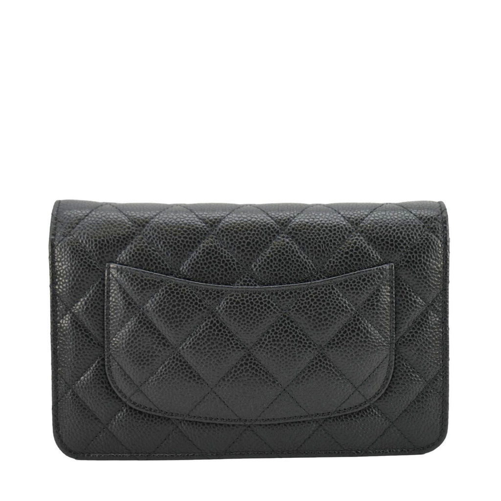 Chanel Wallet On Chain Quilted Caviar Leather Crossbody Bag Black
